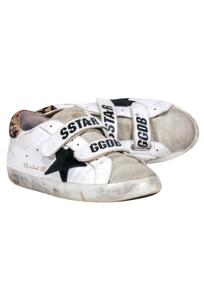 Current Boutique-Golden Goose - Ivory w/ Leopard Back "Old- School" Sneaker Sz 8