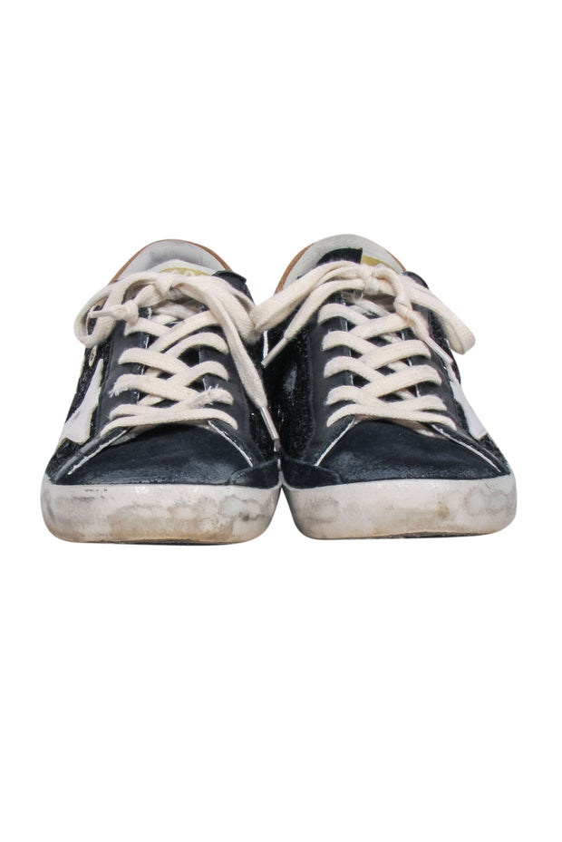Current Boutique-Golden Goose - Navy Glitter & Suede Toe Sneakers w/ White Star Sz 9