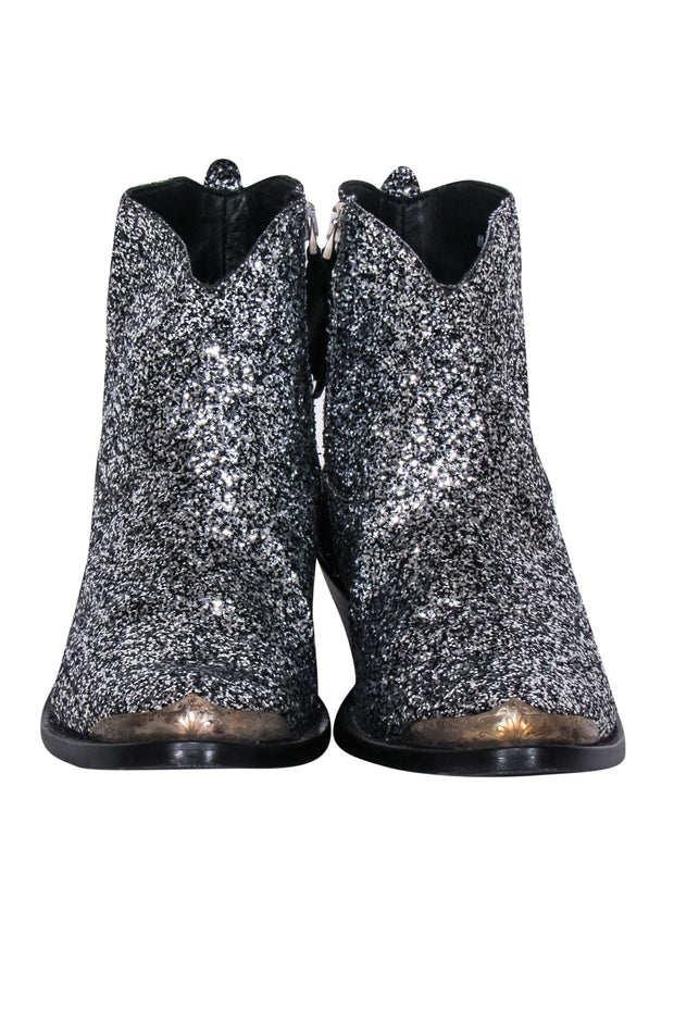 Current Boutique-Golden Goose - Silver Glitter "Young" Short Boots Sz 6.5