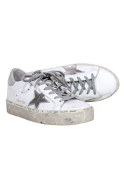 Current Boutique-Golden Goose - White & Silver "Hi Star" Sneakers Sz 8