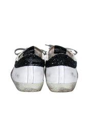 Current Boutique-Golden Goose - White Sneaker w/ Black Glitter Back & Pink & Silver Side Glitter Sz 11