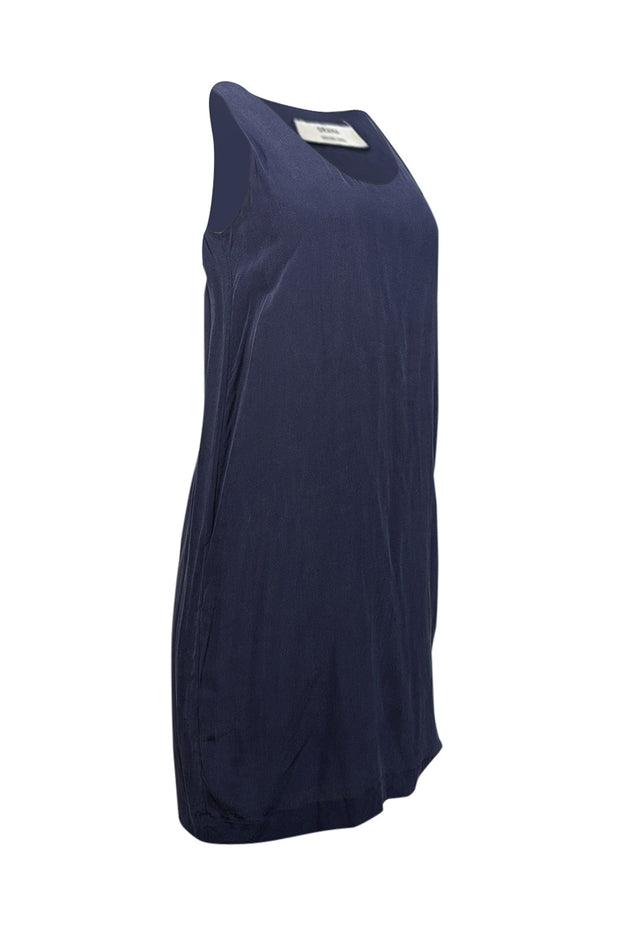 Current Boutique-Grana - Navy Silk Sleeveless Shift Dress Sz S