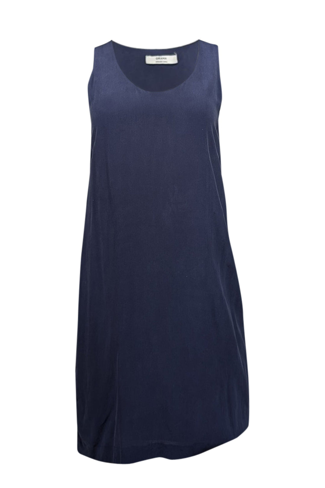 Grana Navy Silk Sleeveless Shift Dress Sz S