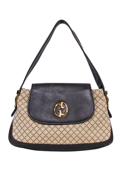 Current Boutique-Gucci - Beige & Brown 1973 Diamante Canvas and Leather Medium Bag