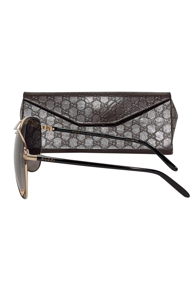 Current Boutique-Gucci - Black & Gold Aviator Sunglasses