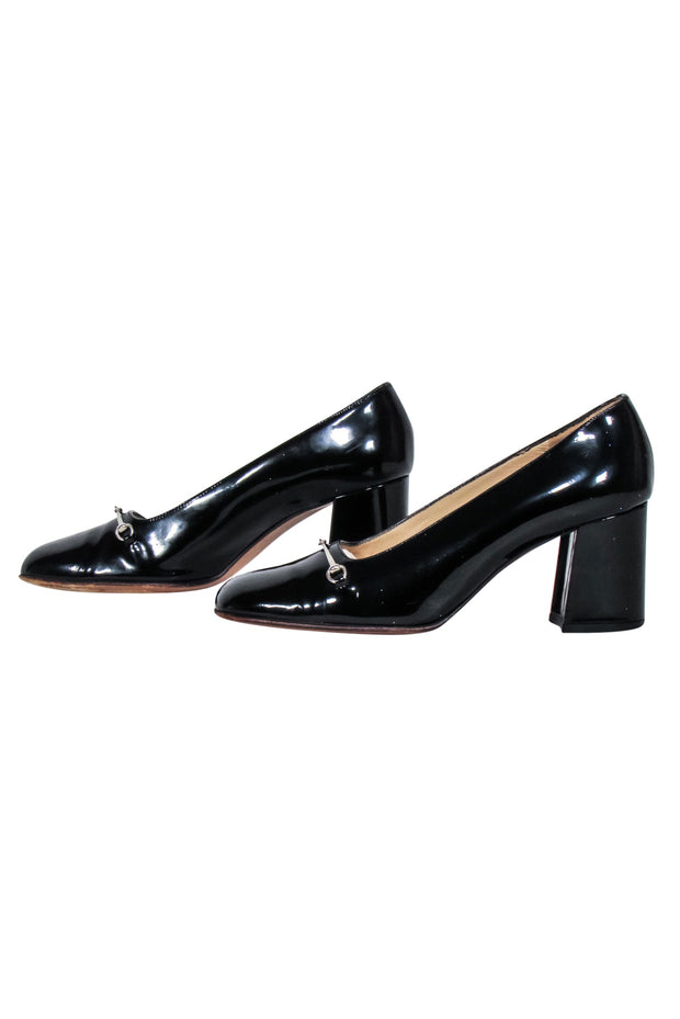 Current Boutique-Gucci - Black Patent Leather Chunky Heel Basic Pumps Sz 6.5