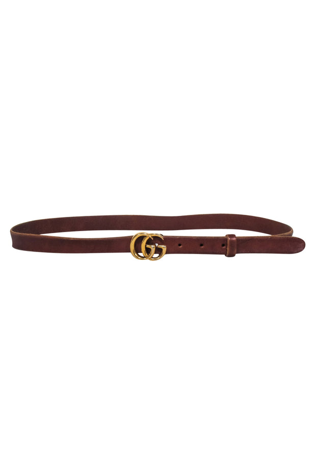 Current Boutique-Gucci - Brown Leather Thin "GG" Belt Sz M