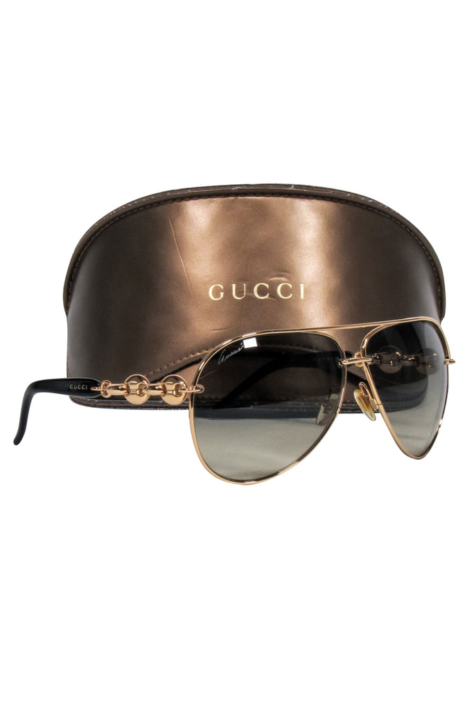 Gucci Tortoiseshell Round Sunglasses in Black