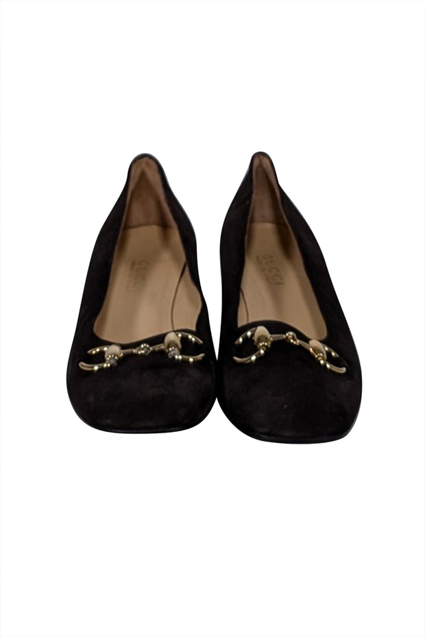 Current Boutique-Gucci - Brown Suede Horsebit Toe Low Pumps Sz 10