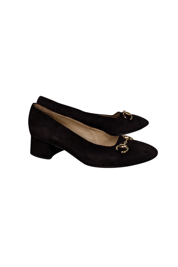 Current Boutique-Gucci - Brown Suede Horsebit Toe Low Pumps Sz 10