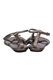 Current Boutique-Gucci - Dark Metallic Grey Crystal-Embellished Sandals Sz 7.5