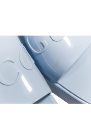 Current Boutique-Gucci - Light Blue Rubber Logo Platform Slide Sandals Sz 11