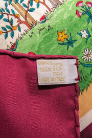 Current Boutique-Gucci - Maroon Trim w/ Multi Color Tree Print Silk Scarf