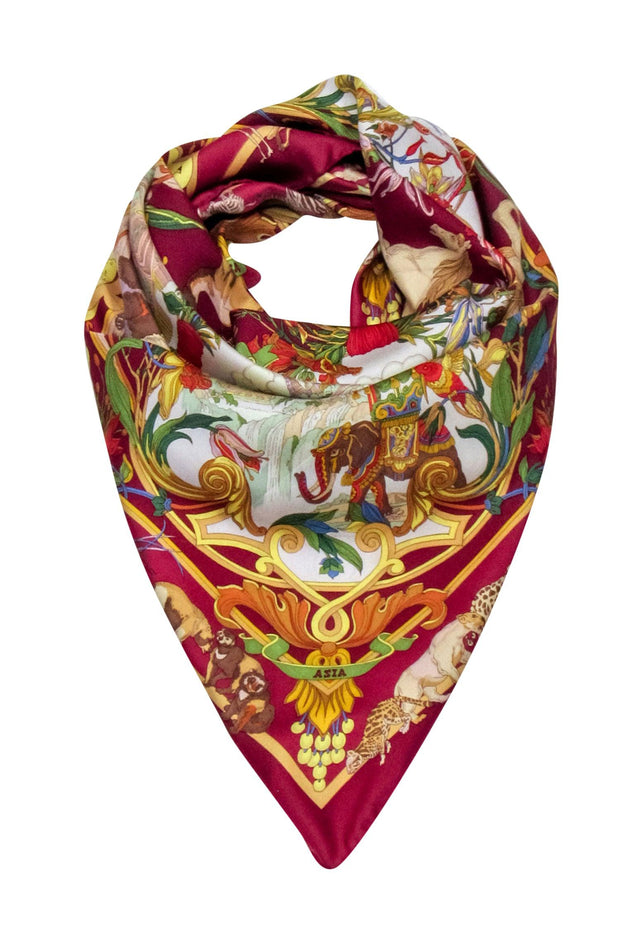 Current Boutique-Gucci - Maroon w/Animal Printed Silk Scarf