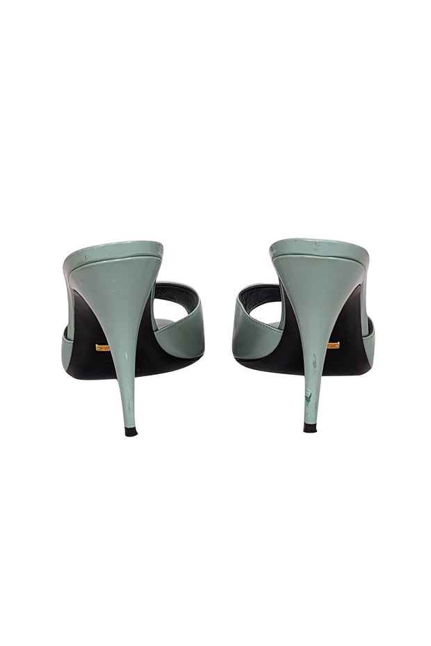 Current Boutique-Gucci - Mint Green Leather Open Toe Mule Heels Sz 10.5
