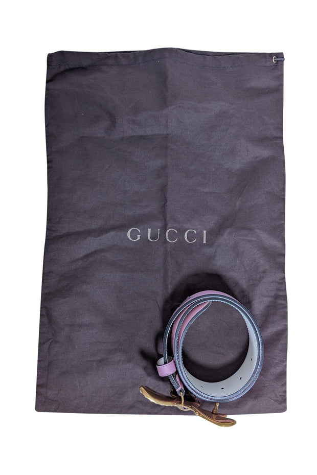 Current Boutique-Gucci - Pink Leather Large Bee Buckle Belt