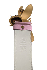 Current Boutique-Gucci - Pink Leather Large Bee Buckle Belt