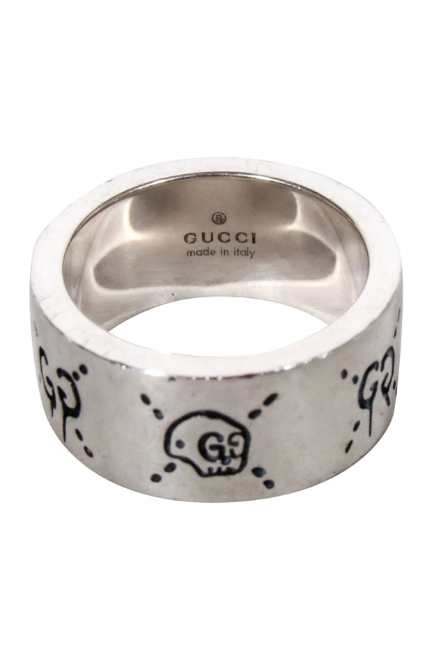 Current Boutique-Gucci - Sterling Silver Engraved Logo Ring Sz 5.5