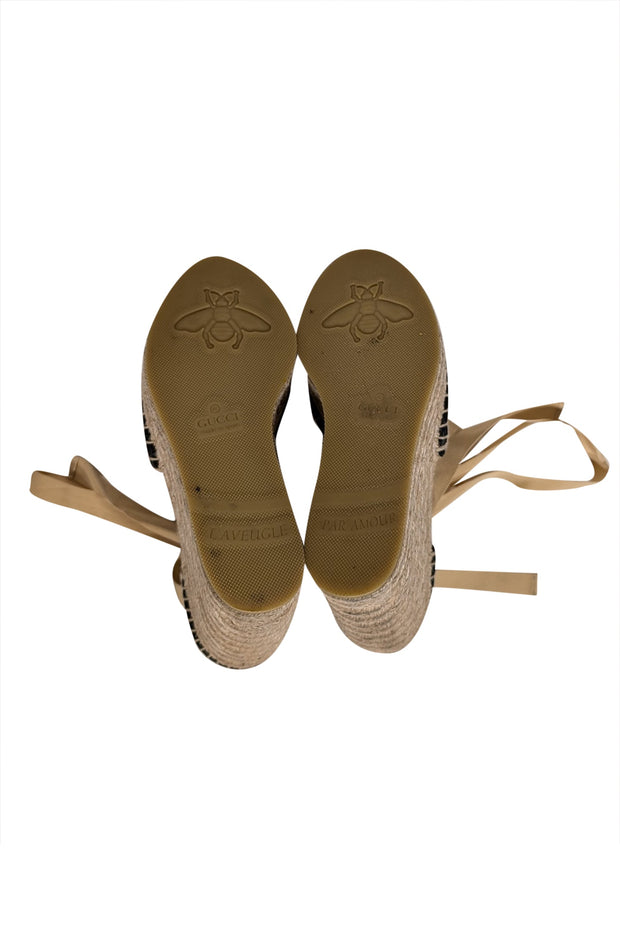 Current Boutique-Gucci - Tan Monogram Wrap Around Espadrilles Sz 4