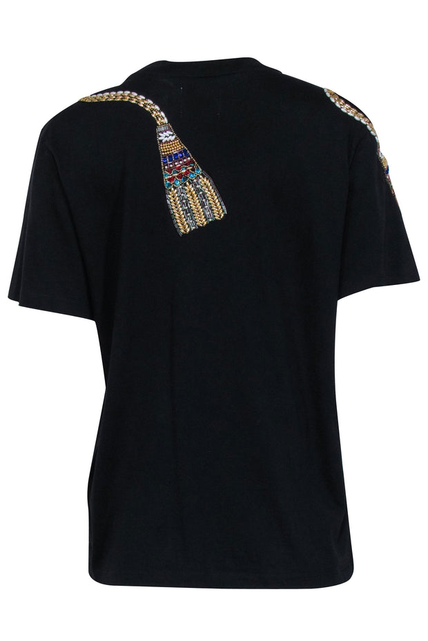 Current Boutique-Haley Menzies - Black Short Sleeve Jewel Front T-Shirt Sz XS