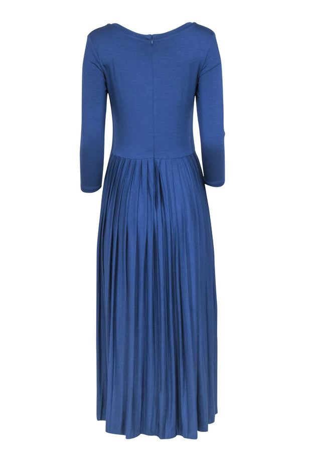 Current Boutique-Halston - Blue Crop Sleeve Pleated Detail Dress Sz 10
