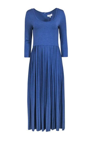 Current Boutique-Halston - Blue Crop Sleeve Pleated Detail Dress Sz 10