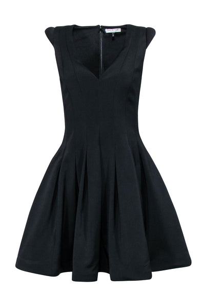 Current Boutique-Halston Heritage - Black Cap Sleeve Fit & Flare Cocktail Dress Sz 4