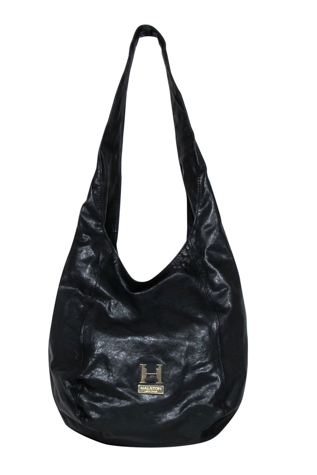 Current Boutique-Halston Heritage - Black Leather Slouchy Shoulder Bag