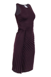 Current Boutique-Halston Heritage - Maroon Pleated & Draped Sleeveless Midi Dress Sz 4