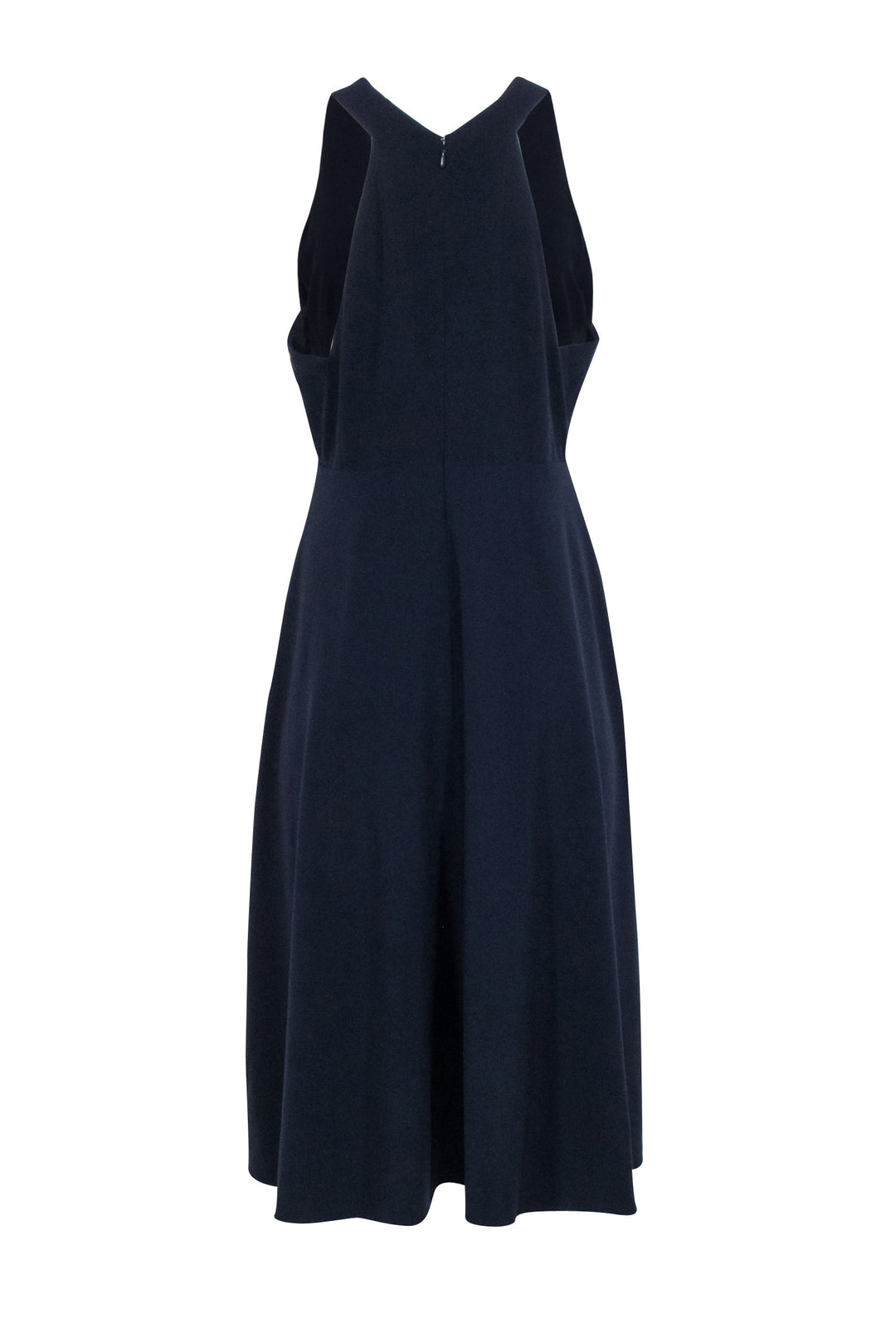 Halston Heritage Navy Sleeveless V Neckline Dress Sz 12 Current Boutique