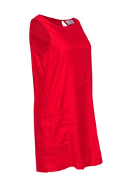 Current Boutique-Halston - Red Linen Blend Sleeveless Shift Dress Sz M