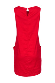 Current Boutique-Halston - Red Linen Blend Sleeveless Shift Dress Sz M