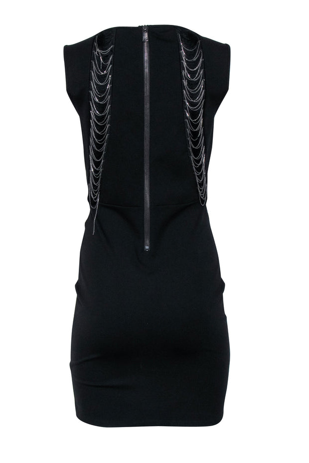 Current Boutique-Haute Hippie - Black Sheath Tassel Chain Detail Dress Sz 8