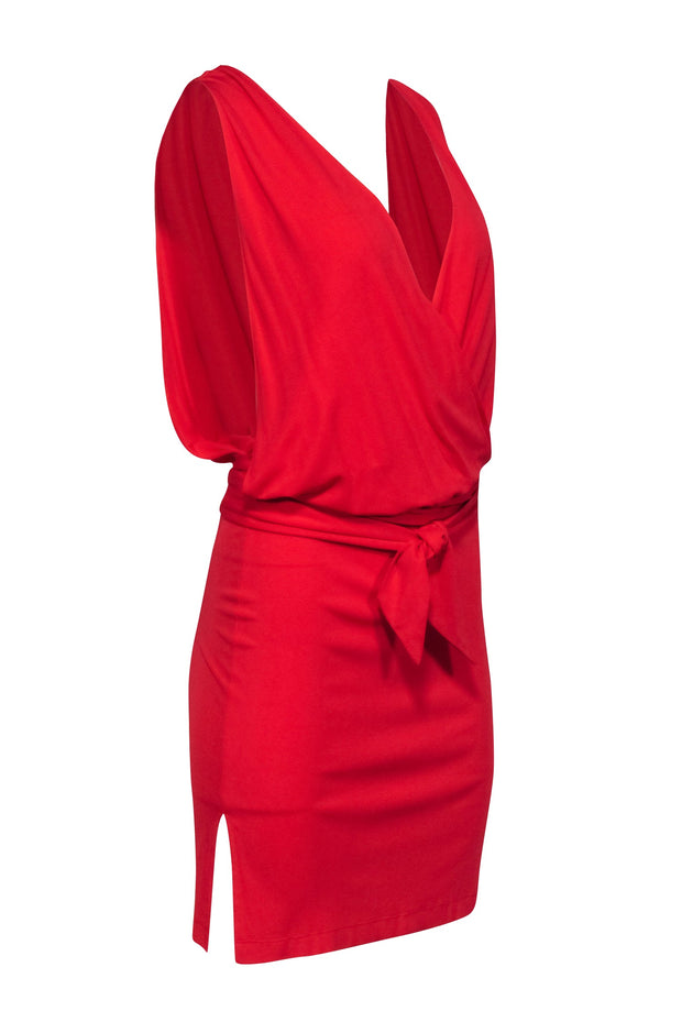 Current Boutique-Haute Hippie - Red Sleeveless Mini Wrap Dress Sz M