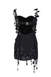 Current Boutique-Heiress - Black Petal Embellished Mini Dress Sz M