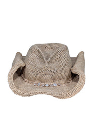 Current Boutique-Helen Kaminski - Beige Woven Raffia Hat w/ Tie Trim