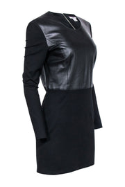 Current Boutique-Helmut Lang - Black Long Sleeve Leather Detail Dress Sz L