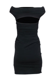 Current Boutique-Helmut Lang - Black Ruched Mini Dress w/ Back Cutout Sz 2