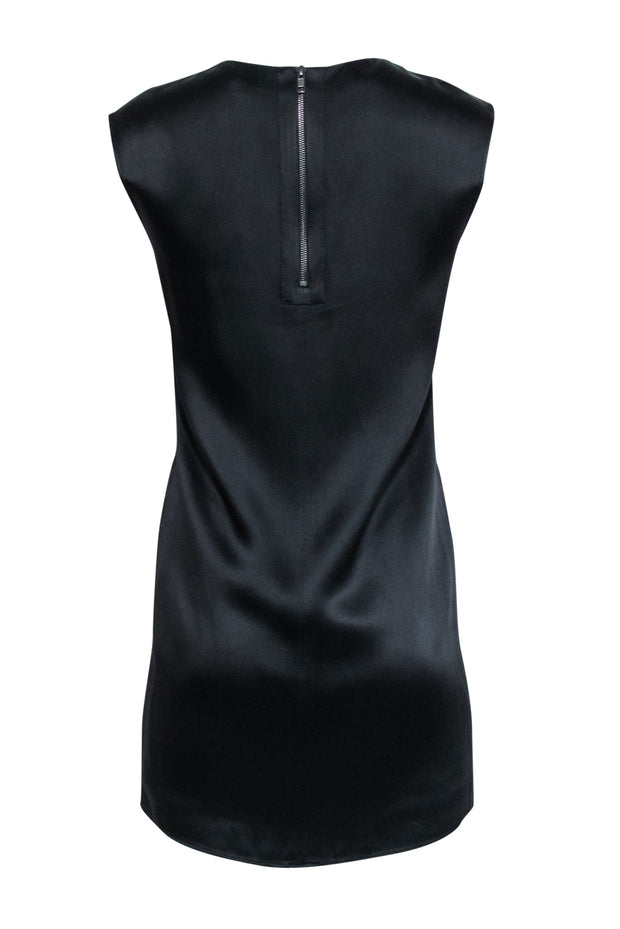 Current Boutique-Helmut Lang - Black Satin Shift Dress w/ Fractal Applique Sz 0