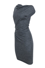 Current Boutique-Helmut Lang - Grey Wool Asymmetric Dress w/ Gathered Side Sz P