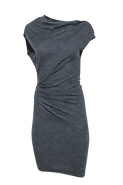 Current Boutique-Helmut Lang - Grey Wool Asymmetric Dress w/ Gathered Side Sz P