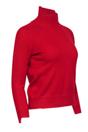 Current Boutique-Helmut Lang - Red Cashmere Asymmetrical Turtleneck Sweater Sz S
