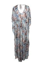 Current Boutique-Hermanny - Blue & Brown Animal Print Caftan Dress Sz M