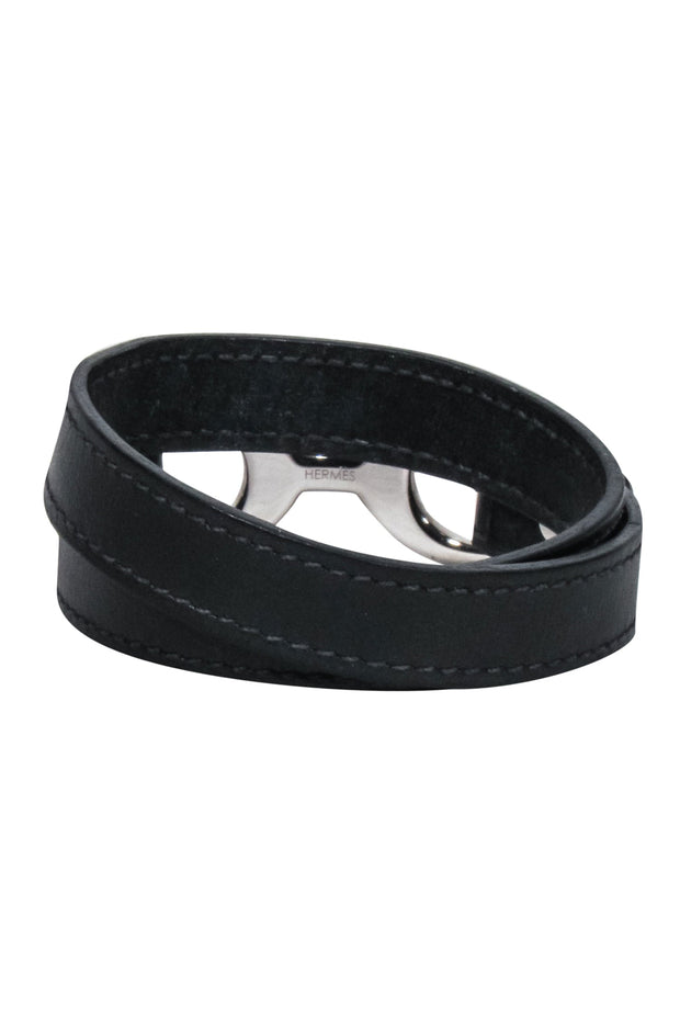 Current Boutique-Hermes - Black " Baby Pavane" Wrap Bracelet
