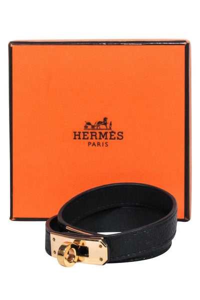 Current Boutique-Hermes - Black Kelly Double Tour Bracelet