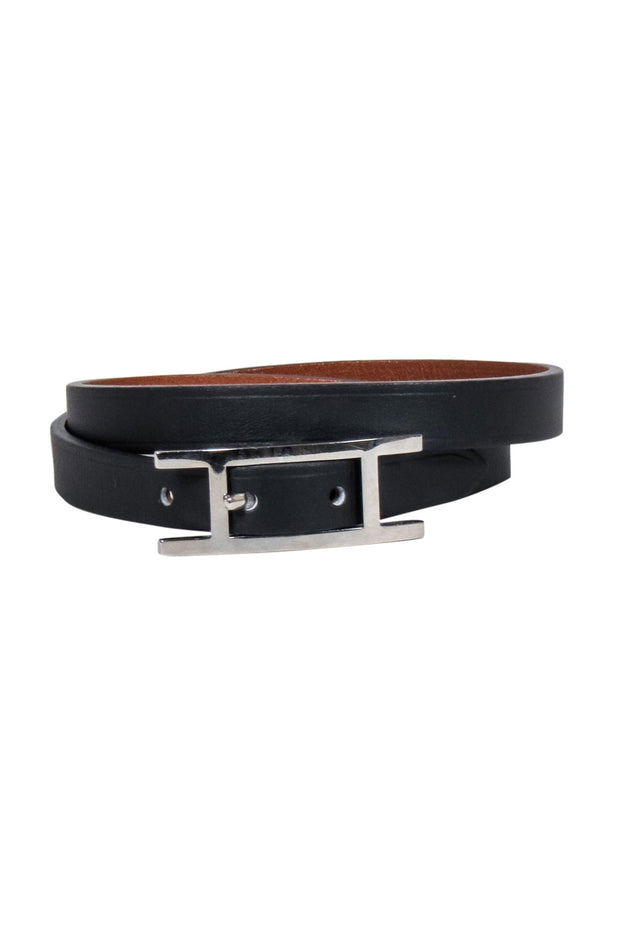 Current Boutique-Hermes - Black & Tan Wrap "Behapi" Wrap Bracelet