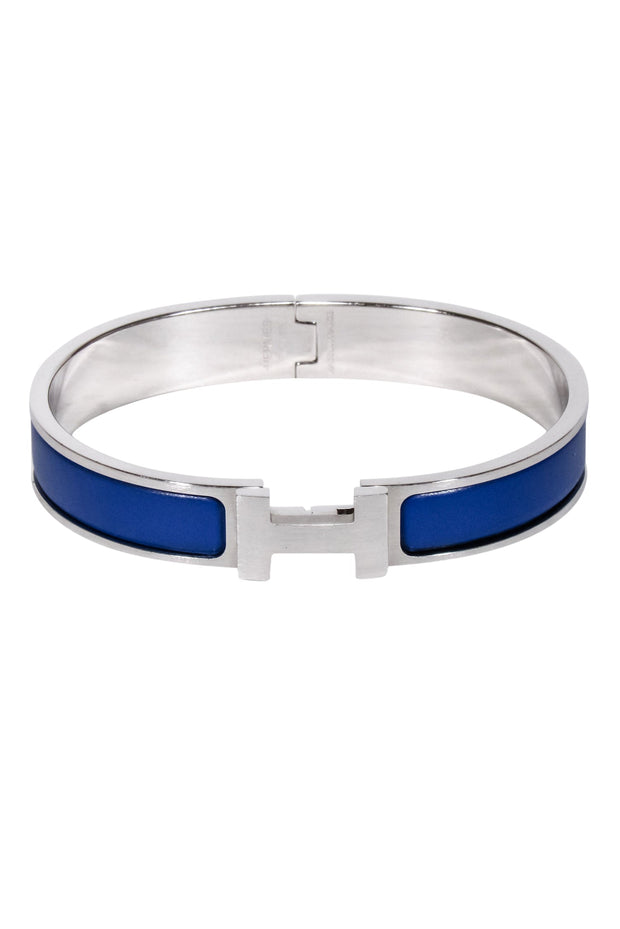 Current Boutique-Hermes - Blue w/ Palladium Hardware "Clic H" Bracelet