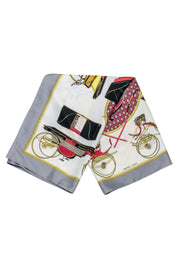 Current Boutique-Hermes - Grey & Red Carriage Print Scarf