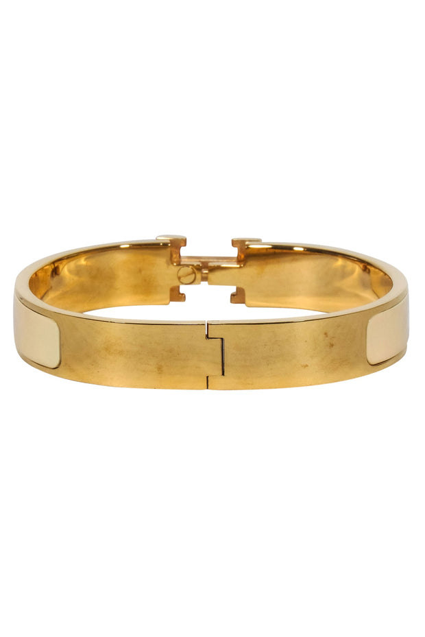 Current Boutique-Hermes - Ivory & Gold Clic H Bracelet