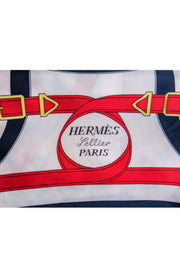 Current Boutique-Hermes - Navy, Red, White & Gold Carre 90 Scarf